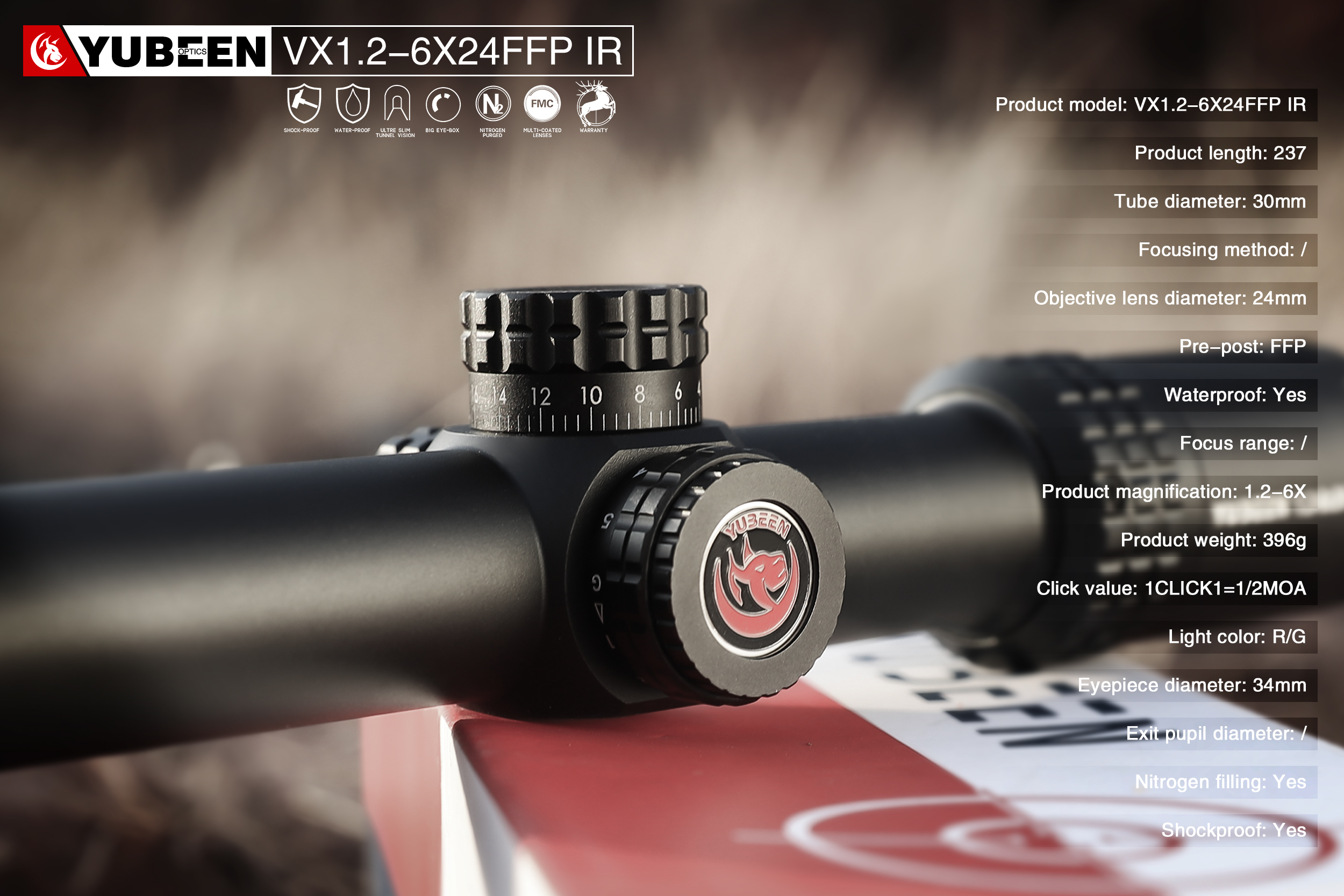 YUBEEN VX1.2-6×24 FFP IR Optical Rifle Scope – Yubeen Optics – Premium  Quality Riflescopes & Optics