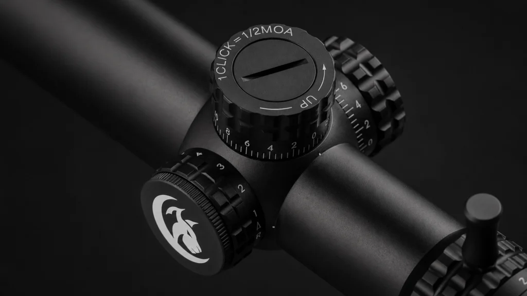 Yubeen riflescope elevation and windage turret close-up