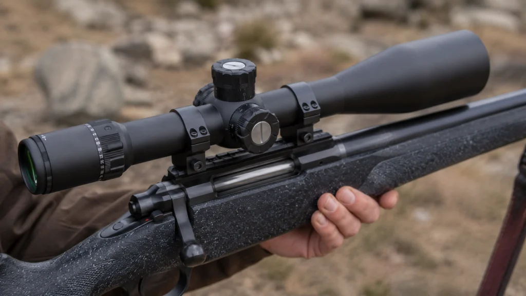 Yubeen optical riflescope mounted for initial alignment