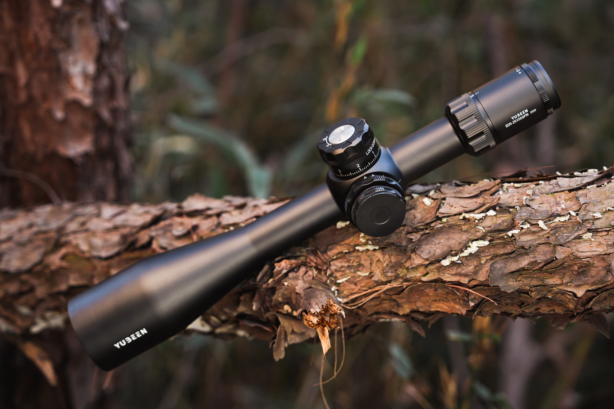 Yubeen ED5-25×56 SFIR FFP riflescope mounted for practical outdoor use