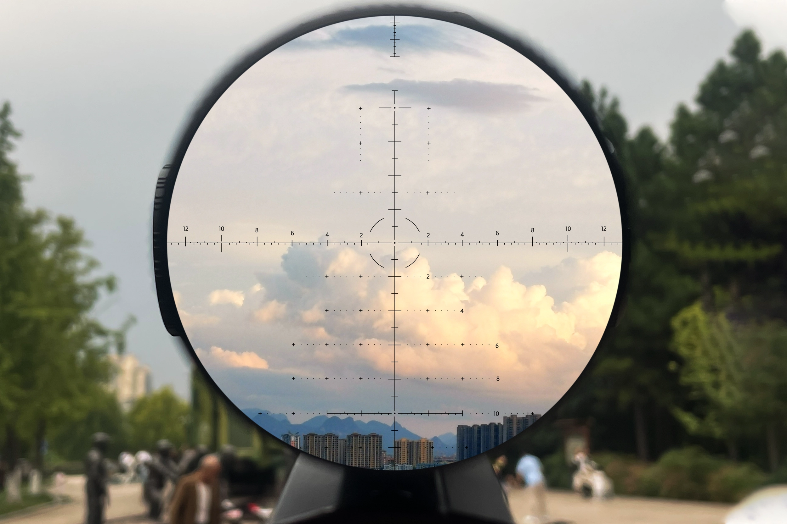 Reticle viewing reference for the Yubeen ED5-25×56 SFIR FFP riflescope