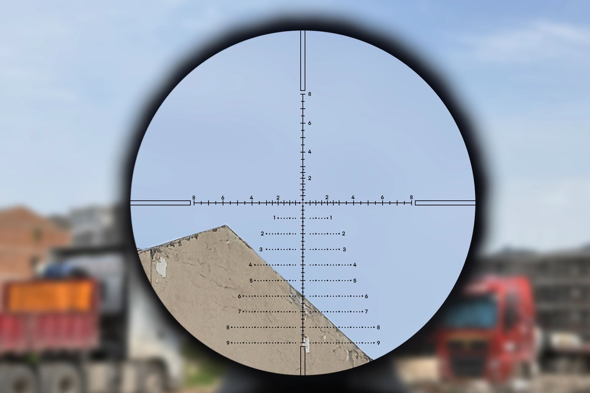 Viewing reference through the optical riflescope reticle