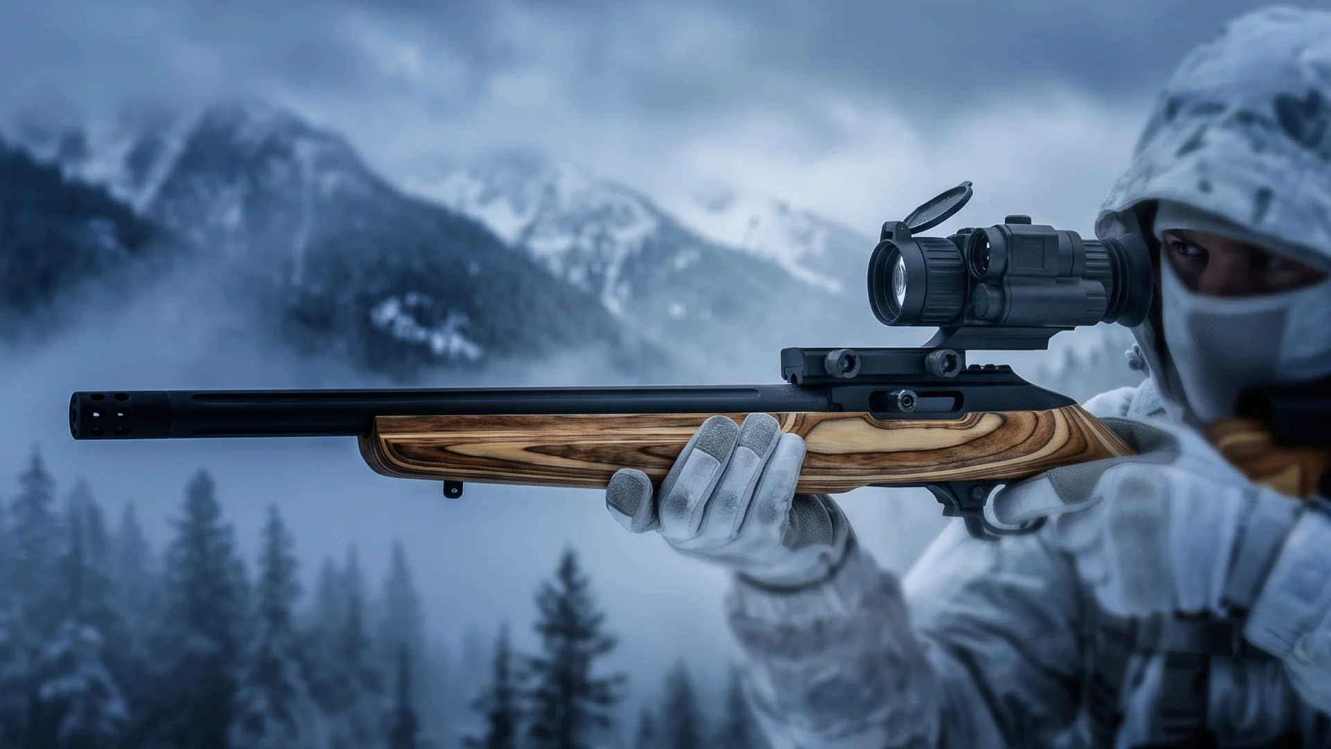 Thermal imaging scope in a winter field environment