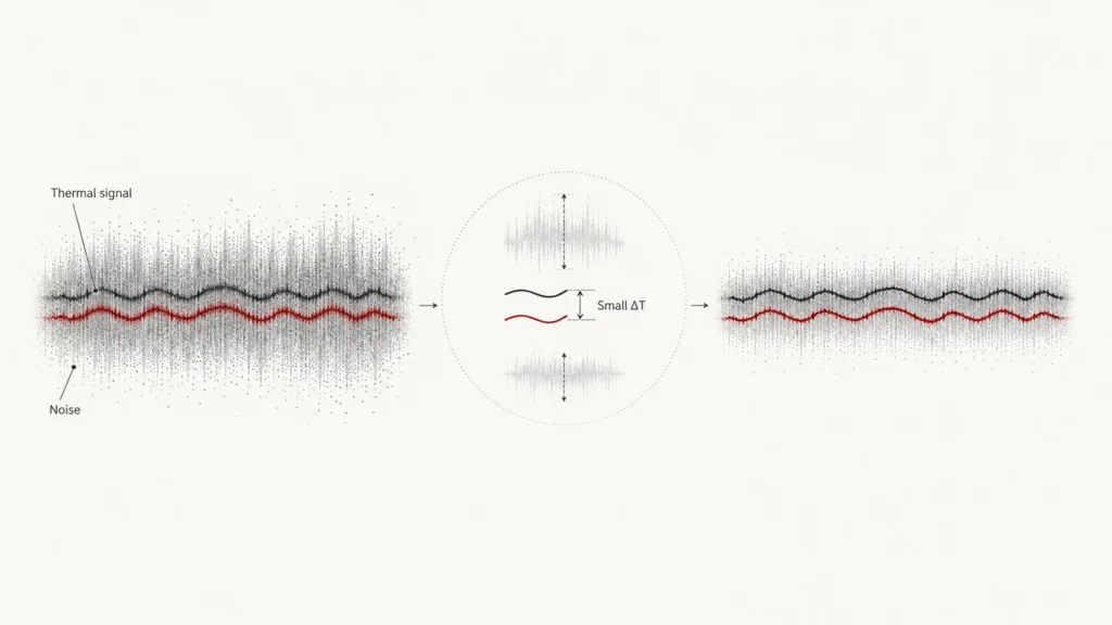 Conceptual illustration of thermal sensitivity and signal-to-noise behavior in NETD