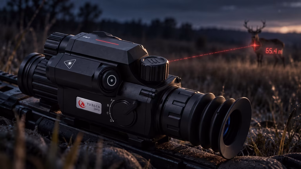 YUBEEN DH9 night vision scope with built-in laser rangefinder in low light
