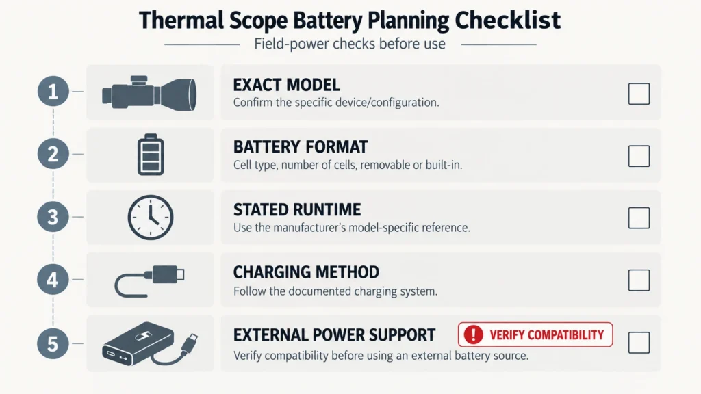 Thermal scope battery planning checklist
