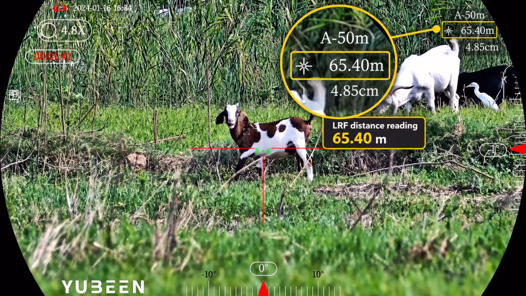 The DH9 displays the measured distance directly in the sighting interface.