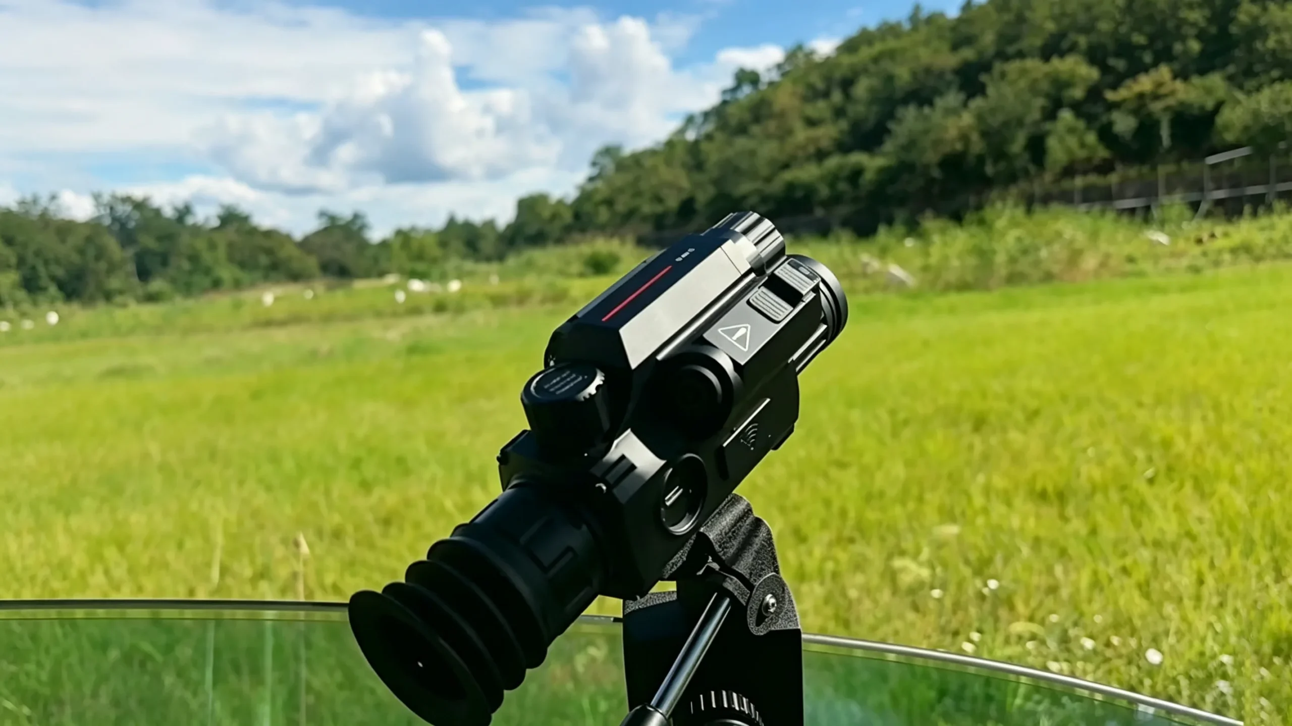 Yubeen DH9 digital night vision riflescope during outdoor field use
